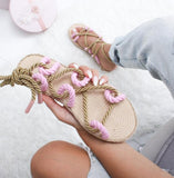 Summer Color Slippers Toe Beach Slippers Large Size Women's Strap Sandals Women