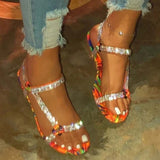 Women's plus size rhinestone flat sandals