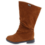 Graceful Solid Color Flat Sole Ladies High Leg Boots