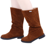 Graceful Solid Color Flat Sole Ladies High Leg Boots