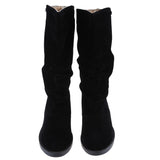 Graceful Solid Color Flat Sole Ladies High Leg Boots