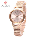 Julius JA - 732 Women Quartz Watch Stainless Steel Net Band Luminous Pointer Female Wristwatch