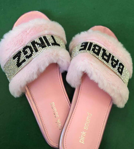 Fashion wild hair slippers sandals