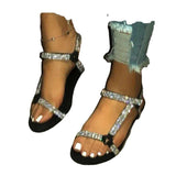 Women's plus size rhinestone flat sandals