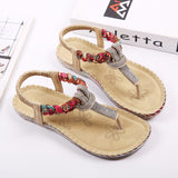 New sandals female summer rhinestone flat bottom simple sweet beach shoes pinch bohemian sandals and slippers ladies