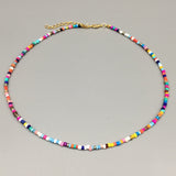 Simple Seed Beads Strand Necklace Women String Beaded Short women Necklace Jewelry 16 inches Chokers Necklace Gift