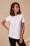Trendyol Pockets 100 Cotton Cycling Neck Basic Knitted T-Shirt TWOSS20TS0137