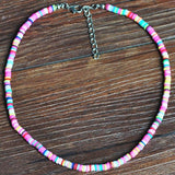 4/6/8mm 20 Colors Polymer Clay Necklace Soft Pottery Choker Necklace Colorful Surfer Beads Collar Handmade Femme Jewelry Gifts