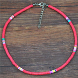 4/6/8mm 20 Colors Polymer Clay Necklace Soft Pottery Choker Necklace Colorful Surfer Beads Collar Handmade Femme Jewelry Gifts