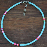 4/6/8mm 20 Colors Polymer Clay Necklace Soft Pottery Choker Necklace Colorful Surfer Beads Collar Handmade Femme Jewelry Gifts