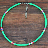 4/6/8mm 20 Colors Polymer Clay Necklace Soft Pottery Choker Necklace Colorful Surfer Beads Collar Handmade Femme Jewelry Gifts