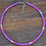 4/6/8mm 20 Colors Polymer Clay Necklace Soft Pottery Choker Necklace Colorful Surfer Beads Collar Handmade Femme Jewelry Gifts