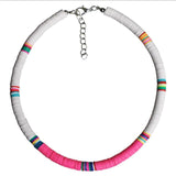 4/6/8mm 20 Colors Polymer Clay Necklace Soft Pottery Choker Necklace Colorful Surfer Beads Collar Handmade Femme Jewelry Gifts