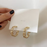 Trendy Hollow Chain Hoop Earrings Temperament Simple Design Circle Statement Earrings Jewelry Metal Geometric Fashion Earrings
