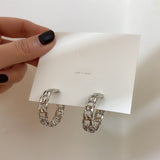 Trendy Hollow Chain Hoop Earrings Temperament Simple Design Circle Statement Earrings Jewelry Metal Geometric Fashion Earrings