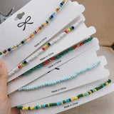 Simple Seed Beads Strand Necklace Women String Beaded Short Choker Necklace Jewelry Chokers Necklace Gift 1pc