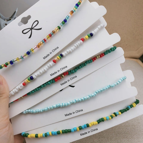 Simple Seed Beads Strand Necklace Women String Beaded Short Choker Necklace Jewelry Chokers Necklace Gift 1pc