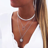 ZOSHI Bohemian Multi Layer Long Necklace for Women Imitation Pearl Choker Necklace Collars Statement Necklace Summer Jewelry