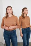 Trendyol Long Sleeve Cycling Neck Basic Knitted T-Shirt TWOAW21TS0098 футболка топ футболка женский tops футболки топ женский топы