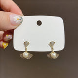 New earrings 2020 tide simple female senior sense niche small French net red earrings small earrings Elegant Prevent Allergy