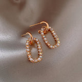 New earrings 2020 tide simple female senior sense niche small French net red earrings small earrings Elegant Prevent Allergy