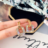 New earrings 2020 tide simple female senior sense niche small French net red earrings small earrings Elegant Prevent Allergy