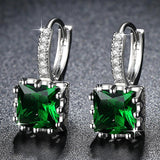 Women's Fashion Earrings Exquisite Square CZ Pendant Earrings 5 Color Zircon Earrings Female Personality Wild Jewelry
