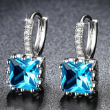 Women's Fashion Earrings Exquisite Square CZ Pendant Earrings 5 Color Zircon Earrings Female Personality Wild Jewelry