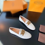 2021 European and American spring and autumn new women's flat shoes with metal buckle decoration loafers