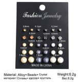 12 Pair/Pack AAA CZ Shiny Wedding Stud Earrings Set for Women Men Crystal Jewelry Accessories Earing Oorbellen Free Shipping