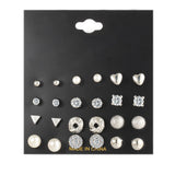 12 Pair/Pack AAA CZ Shiny Wedding Stud Earrings Set for Women Men Crystal Jewelry Accessories Earing Oorbellen Free Shipping