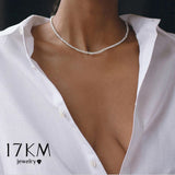 17KM Fashion Long Pearl Necklace For Women Boho Multilayered Pearl Pendant Necklace 2021 Trend Choker Sweater Chain Jewelry