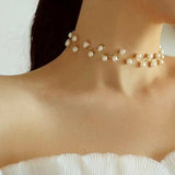 17KM Fashion Long Pearl Necklace For Women Boho Multilayered Pearl Pendant Necklace 2021 Trend Choker Sweater Chain Jewelry