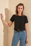 Trendyol Women t-shirts crop top ladies short tshirt solid female tee женские футболки с короткими mujer camisetas TWOSS20TS0135