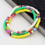 Women Bracelets Fashion Combination Color Polymer Clay Wrist Jewelry Boho Bracelet Gift for Best Friend Couple Bracelet