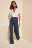 Trendyol Trotting Detailed High Bel Wide Leg Jeans TWOSS20JE0148 Wide Jeans Casual Denim Outerwear Blue Streetwear Vintage Pants