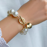 Punk 2021 Gold Color Charm Chain Bracelets For Women Pearl Coin Butterfly Alloy Bangle Bracelets Fashion Bohemian Jewelry Gift