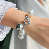 Punk 2021 Gold Color Charm Chain Bracelets For Women Pearl Coin Butterfly Alloy Bangle Bracelets Fashion Bohemian Jewelry Gift