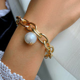 Punk 2021 Gold Color Charm Chain Bracelets For Women Pearl Coin Butterfly Alloy Bangle Bracelets Fashion Bohemian Jewelry Gift