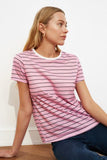 Trendyol Striped Basic Knitted T-Shirt TWOSS21TS0904