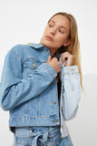 Trendyol With Color Block Asymmetrical Denim Jacket TWOSS21CE0290