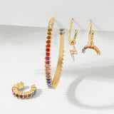 Peri'sBox 4Pcs/Set Love Heart Gold Small Hoop Earrings Cherry Rhinestone Earrings for Women Cute Romantic Earrings 2020 Trendy