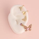 Peri'sBox 4Pcs/Set Love Heart Gold Small Hoop Earrings Cherry Rhinestone Earrings for Women Cute Romantic Earrings 2020 Trendy