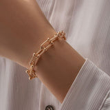 Punk 2021 Gold Color Charm Chain Bracelets For Women Pearl Coin Butterfly Alloy Bangle Bracelets Fashion Bohemian Jewelry Gift