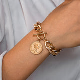 Punk 2021 Gold Color Charm Chain Bracelets For Women Pearl Coin Butterfly Alloy Bangle Bracelets Fashion Bohemian Jewelry Gift