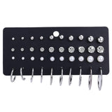 17KM Vintage Cubic Zirconia Round Stud Earrings Set For Women Silver Color Crystal Rhinestone Bow Earrings Brinco Jewelry