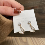 17KM Vintage Cubic Zirconia Round Stud Earrings Set For Women Silver Color Crystal Rhinestone Bow Earrings Brinco Jewelry