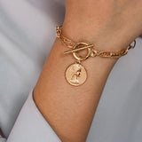 Punk 2021 Gold Color Charm Chain Bracelets For Women Pearl Coin Butterfly Alloy Bangle Bracelets Fashion Bohemian Jewelry Gift