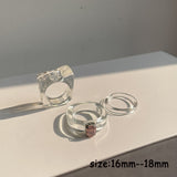 HUANZHI 2021 New Transparent Resin Acrylic Rhinestone Colourful Geometric Square Round Rings Set for Women Jewelry Party Gifts