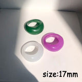 HUANZHI 2021 New Transparent Resin Acrylic Rhinestone Colourful Geometric Square Round Rings Set for Women Jewelry Party Gifts